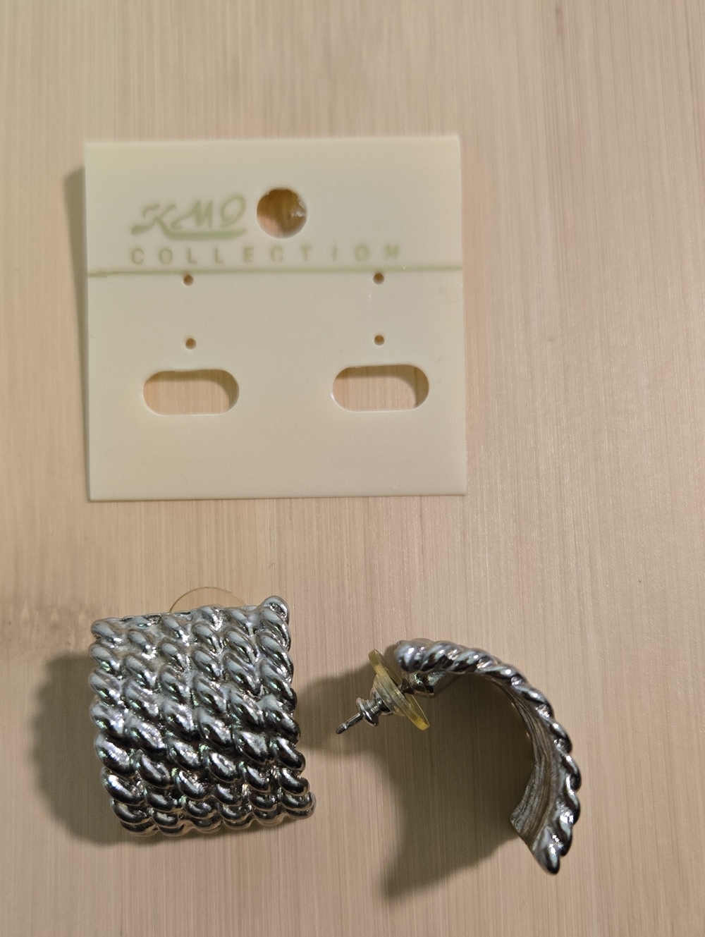Silver Rope-Texture Hoop Earrings
